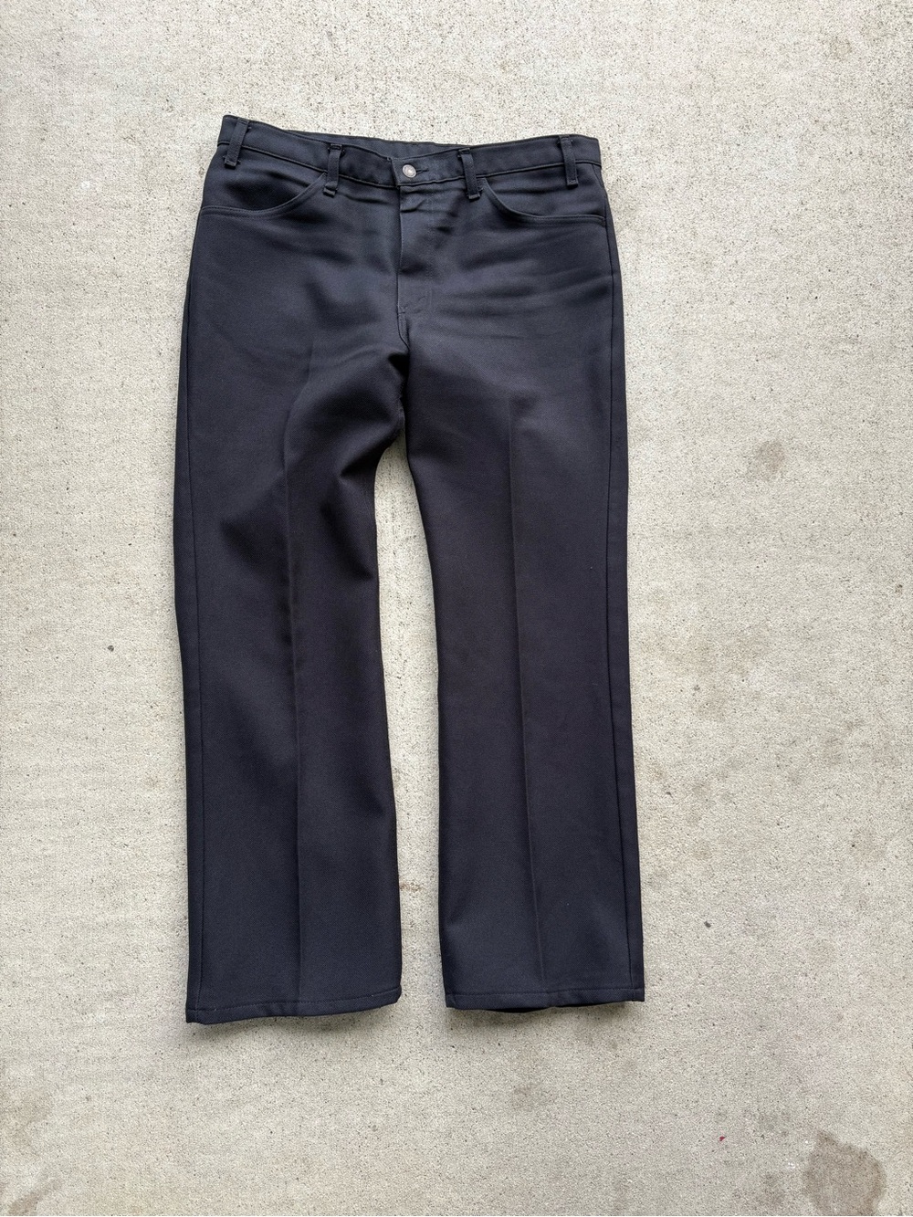 Vintage 70s Levis Sta-Prest Black Trousers Gold Tab Bootcut Pants 36x29